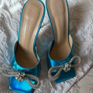 Blue Crystal Bow Inspired Heels - Size 40 (US 9/9.5)